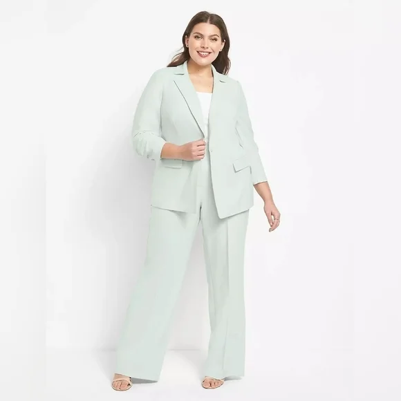 Lane Bryant mint green Perfect Drape Signature Fit High-Rise Wide Leg Pant sz 22 - Picture 3 of 7